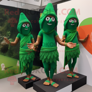 Forest Green Tikka Masala mascot costume character dressed with a Swimwear and Berets