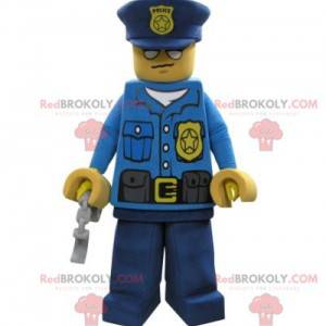Lego mascotte gekleed in een politieagent kostuum -
