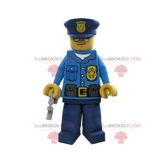 Lego mascotte gekleed in een politieagent kostuum -