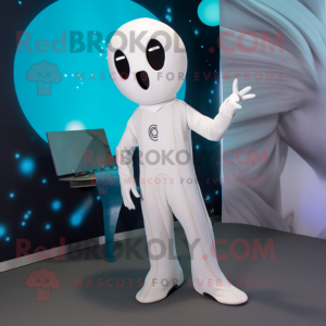White Ray mascot costume character dressed with a Jumpsuit and Ties