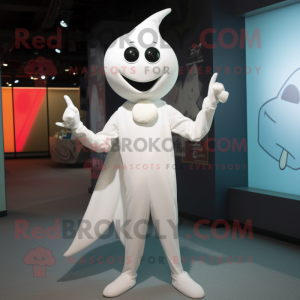 White Ray mascot costume character dressed with a Jumpsuit and Ties