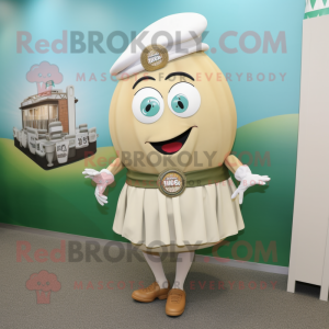 Olive Clam Chowder mascot costume character dressed with a Pencil Skirt and Bracelet watches