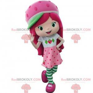 Mascotte de Charlotte aux fraises célèbre fillette rose -