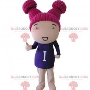 Girl doll mascot with pink hair - Redbrokoly.com