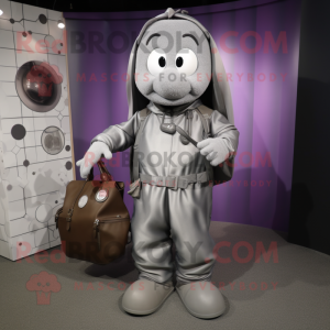Silver Plum mascot costume character dressed with a Cargo Pants and Keychains