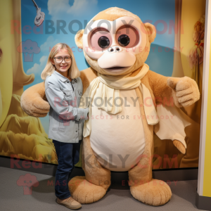 Beige Monkey maskot kostume...