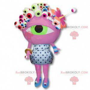 Mascote alienígena numéricável - fantasia de olho-de-rosa