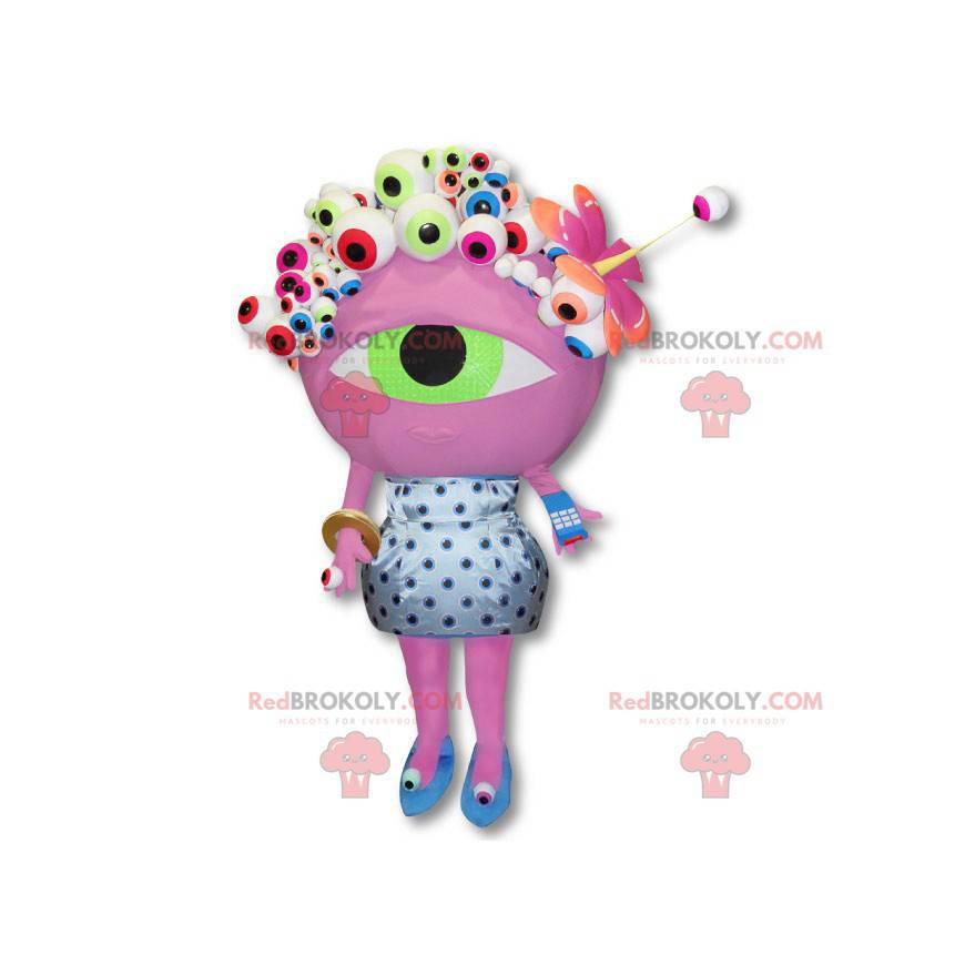 Mascote alienígena numéricável - fantasia de olho-de-rosa