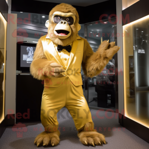 Guld Gorilla maskot kostym...