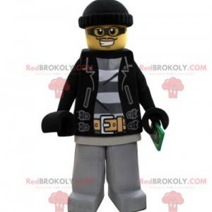 Lego maskot klädd som en bandit med en keps - Redbrokoly.com