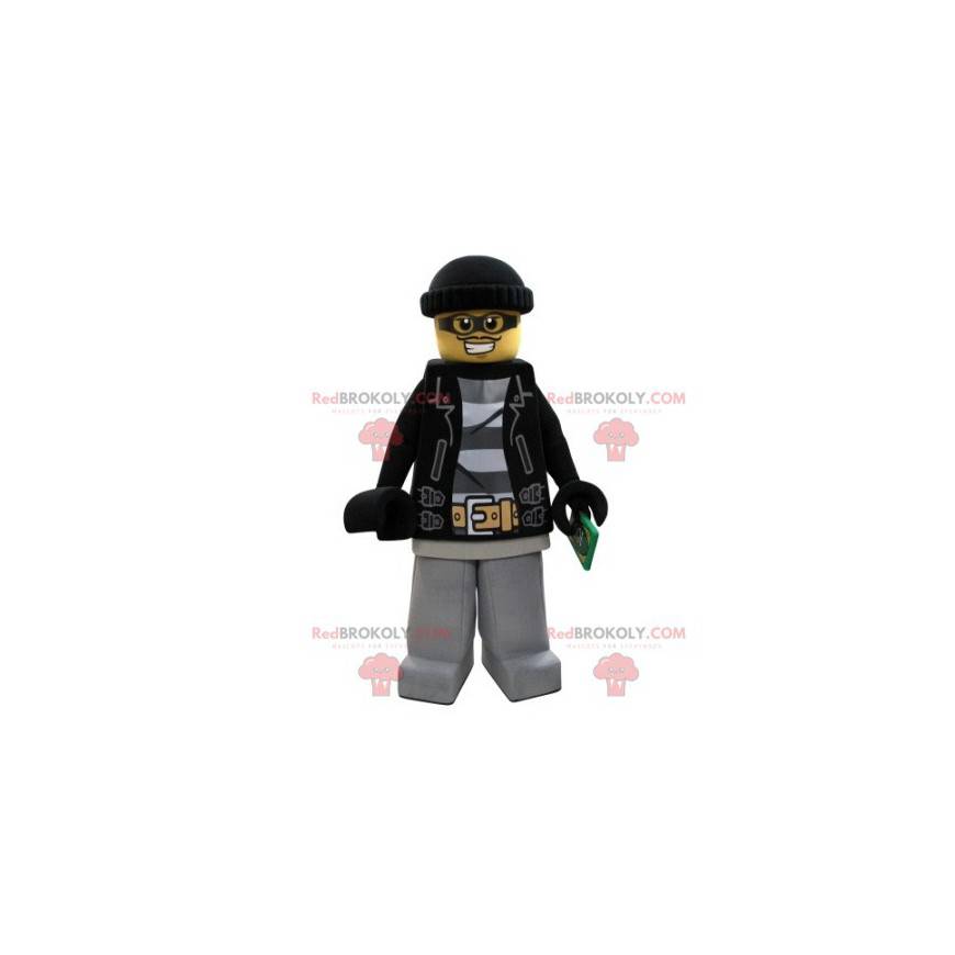 Mascote da Lego vestido de bandido com boné - Redbrokoly.com
