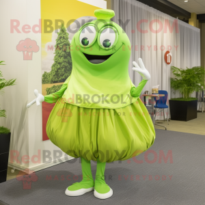 Lime Green Oyster mascot costume character dressed with a Dress Pants and Shoe clips