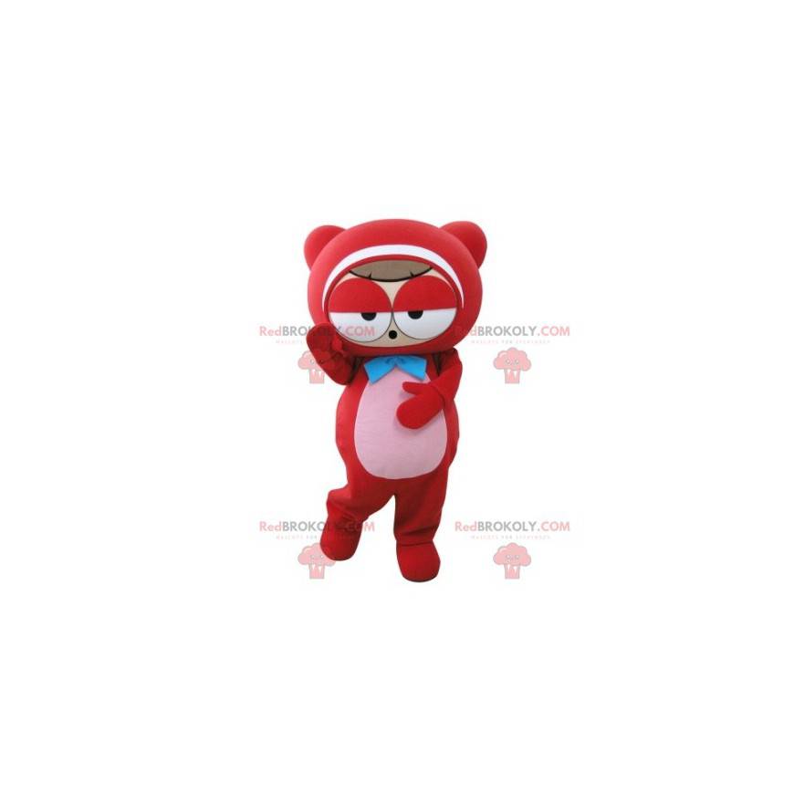 Mascota de oso de peluche rojo muy divertido - Redbrokoly.com Mascota de oso de peluche rojo muy divertido - Redbrokoly.com