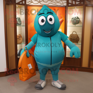 Teal Mango maskot kostym...