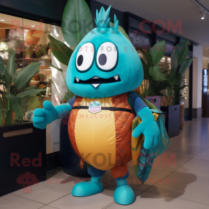 Teal Mango mascotte kostuum...