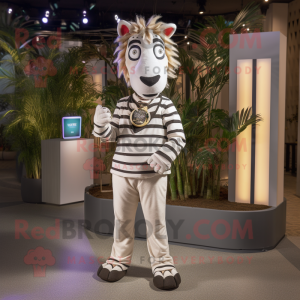 Creme Zebra maskot kostume...