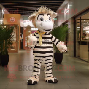 Creme Zebra maskot kostume...