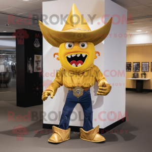 Gold Demon maskot kostume...