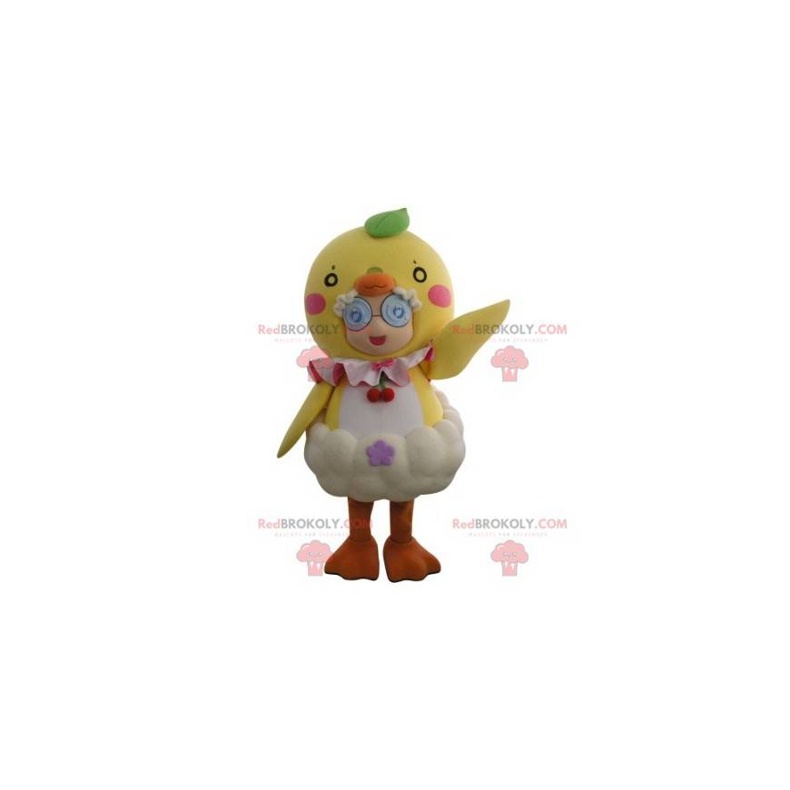 Mascota de niña disfrazada de pollito gigante - Redbrokoly.com Mascota de niña disfrazada de pollito gigante - Redbrokoly.com