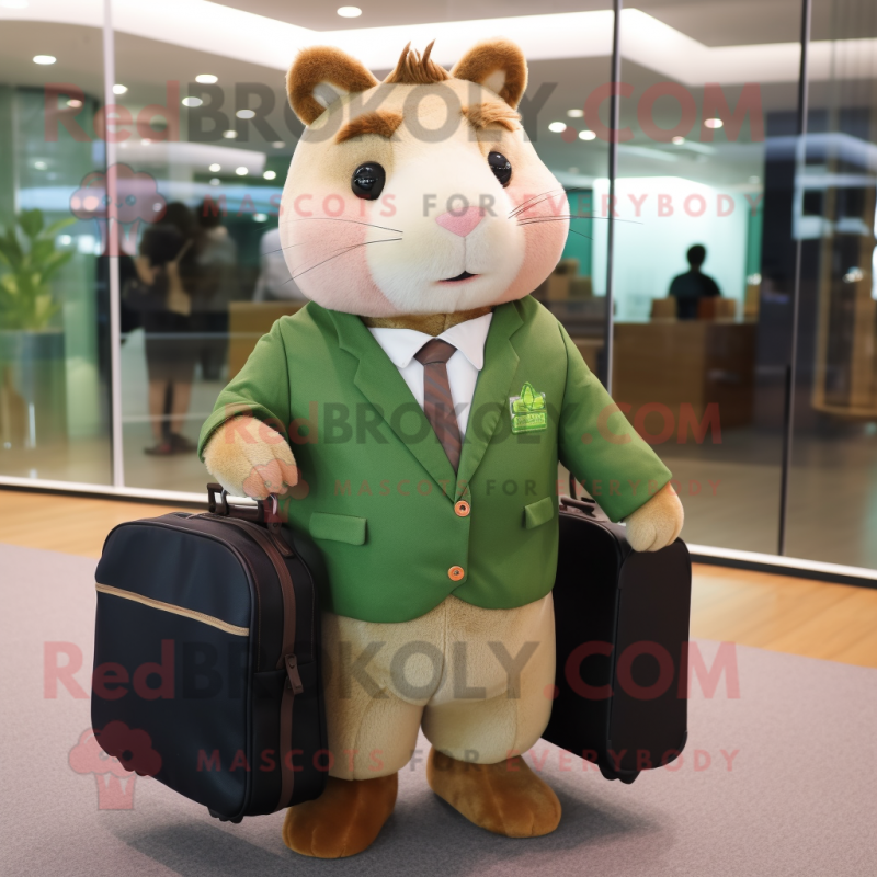Olive Hamster mascot costume character dressed with a Oxford Shirt and Briefcases Olive Hamster mascot costume character dressed with a Oxford Shirt and Briefcases