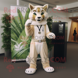 Cream Lynx maskot kostume...