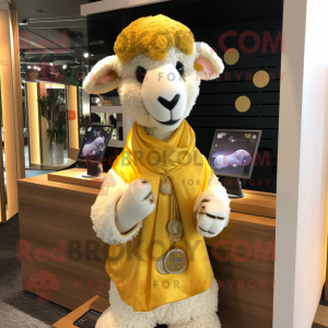 Gold Sheep maskot kostume...