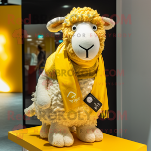 Gold Sheep maskot kostume...
