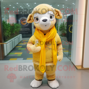 Gold Sheep maskot kostume...