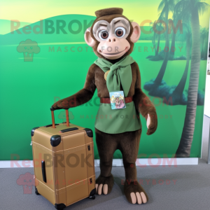 Olive Capuchin Monkey mascot costume character dressed with a Mini Dress and Briefcases