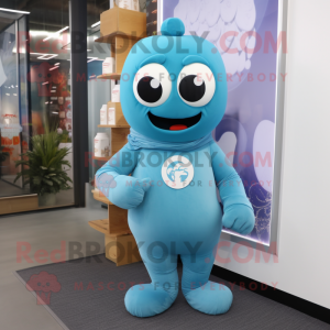 Cyan doftljus maskot kostym...