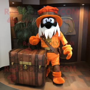 Orange Treasure Chest mascot costume character dressed with a Cargo Pants and Belts