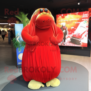 Red Walrus maskot kostume...