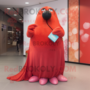 Red Walrus maskot drakt...