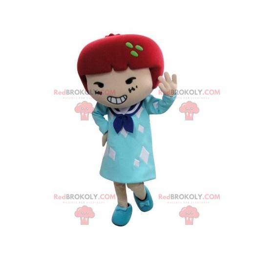 Maskotka dziewczyna w sukience z rudymi włosami - Redbrokoly.com