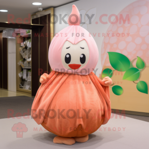Peach Turnip mascot costume character dressed with a Circle Skirt and Shawls