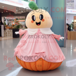 Peach Turnip mascot costume character dressed with a Circle Skirt and Shawls