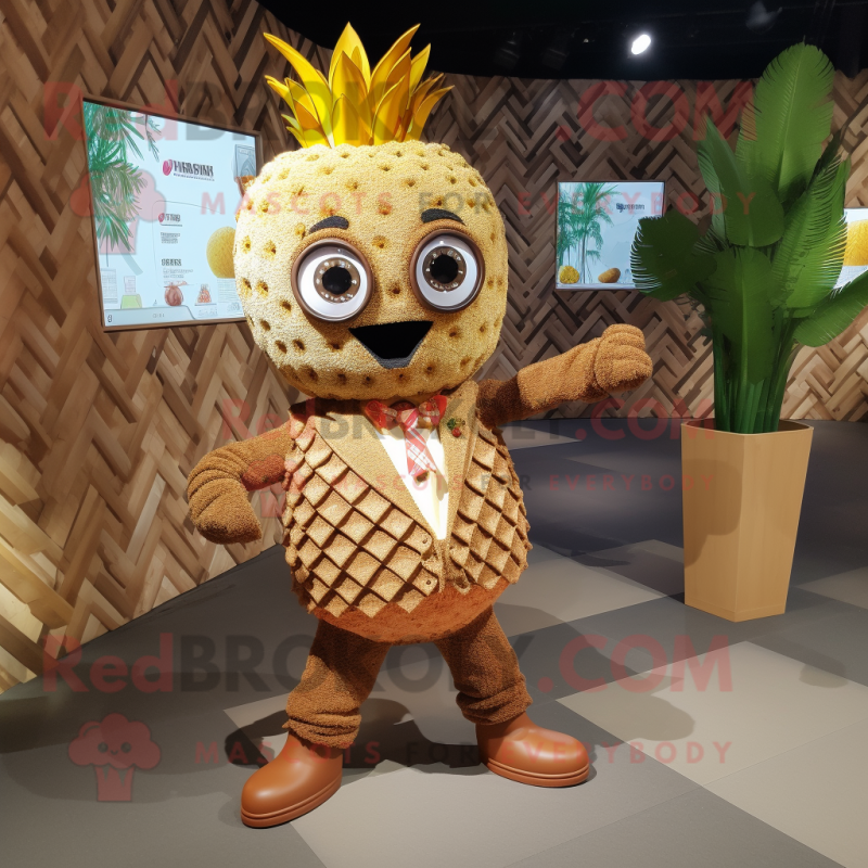 Brown Pineapple mascot costume character dressed with a Playsuit and Ties Brown Pineapple mascot costume character dressed with a Playsuit and Ties