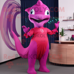 Magenta dolfijn mascotte...