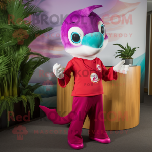 Magenta dolfijn mascotte...