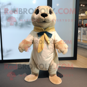 Beige Seal mascotte kostuum...