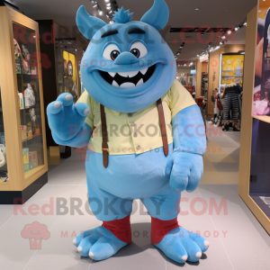 Sky Blue Ogre maskot drakt...