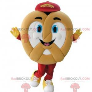 Mascota de pretzel gigante muy sonriente - Redbrokoly.com