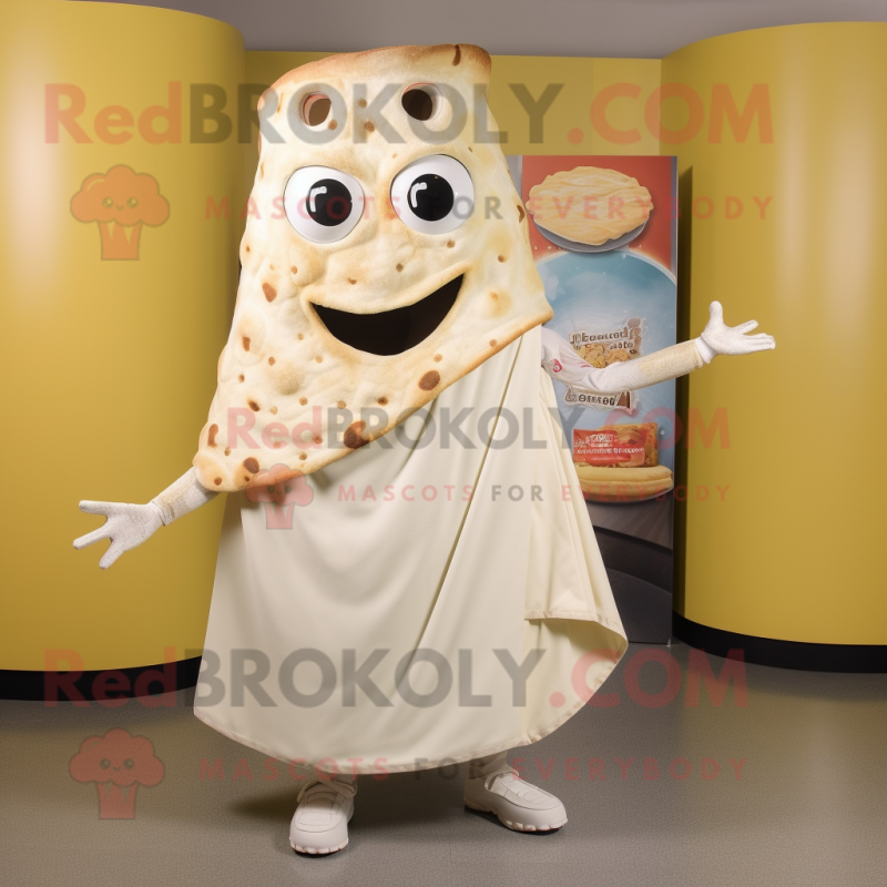 Cream Pizza Slice mascot costume character dressed with a Wrap Skirt and Anklets Cream Pizza Slice mascot costume character dressed with a Wrap Skirt and Anklets