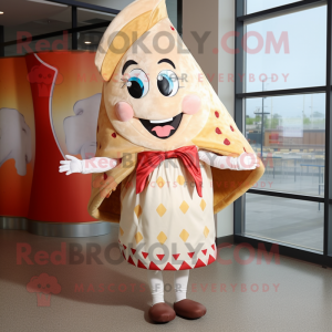 Cream Pizza Slice maskot...