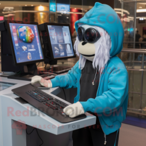 nan Computer mascot costume character dressed with a Hoodie and Hats