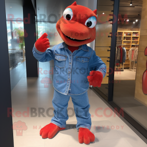 Red Lizard maskot kostym...