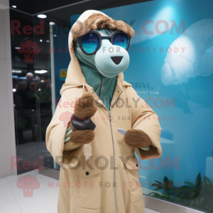 Cyan Camel maskot kostym...