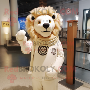 Cream Lion maskot kostym...