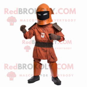 Rust Spartan Soldier mascot costume character dressed with a Dress Shirt and Cummerbunds