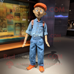 nan Mandarin mascot costume character dressed with a Denim Shirt and Pocket squares